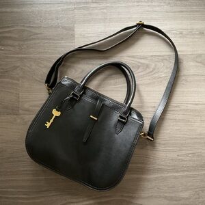 Fossil Ryder leather satchel bag in black